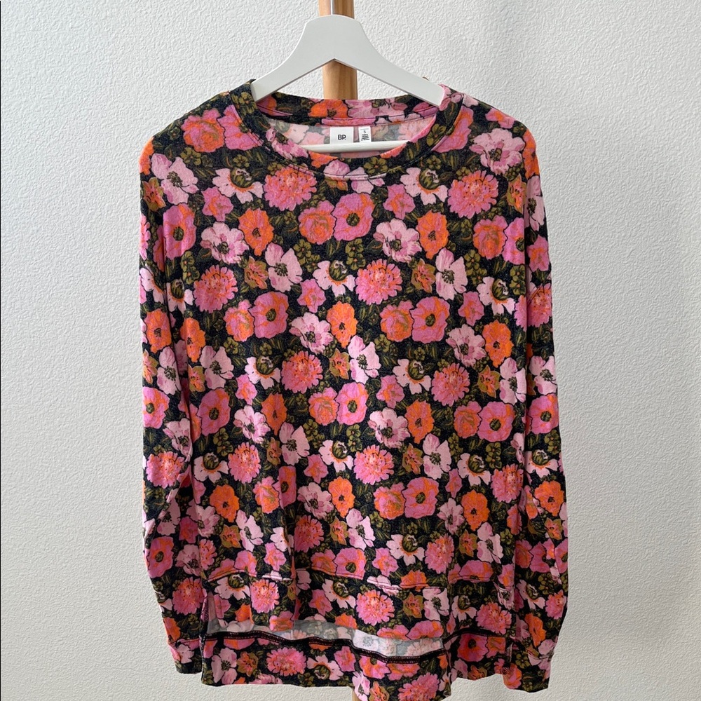 BP Floral Blouse with Pink and Orange Blooms